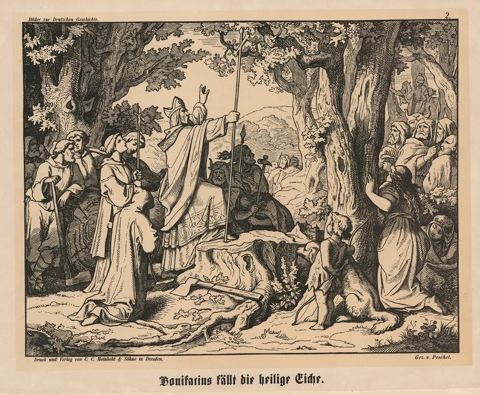 Bonifacius Fallt Die Heilige Eiche Wall Art by Carl Gottlieb Peschel - High-Resolution Digital Print