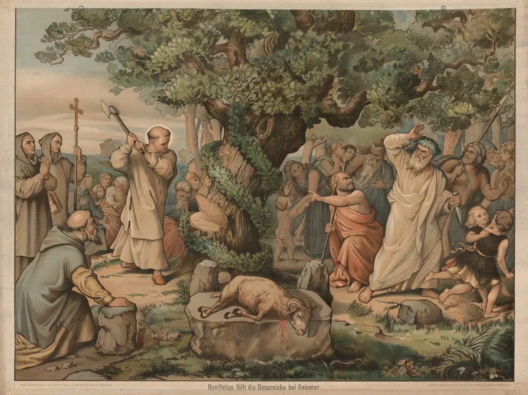 Bonifatius Fallt Die Donareiche Bei Geismar Wall Art by Heinrich Maria Von Hess - High-Resolution Digital Print