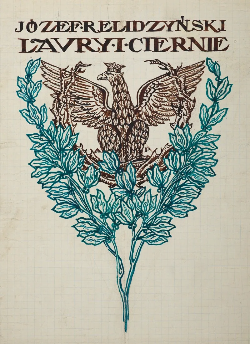 Book Cover Design Of The Volume Of Verse By Jozef Relidzynski Laurels And Thorns Wall Art by Antoni Stanisław Procajłowicz - High-Resolution Digital Print