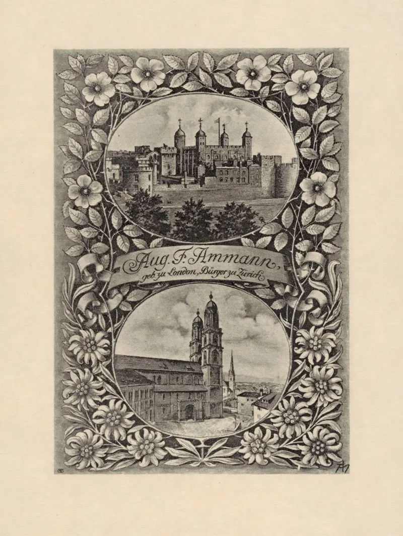 Bookplate Aug F Ammann Wall Art by Adolf Matthias Hildebrandt - High-Resolution Digital Print