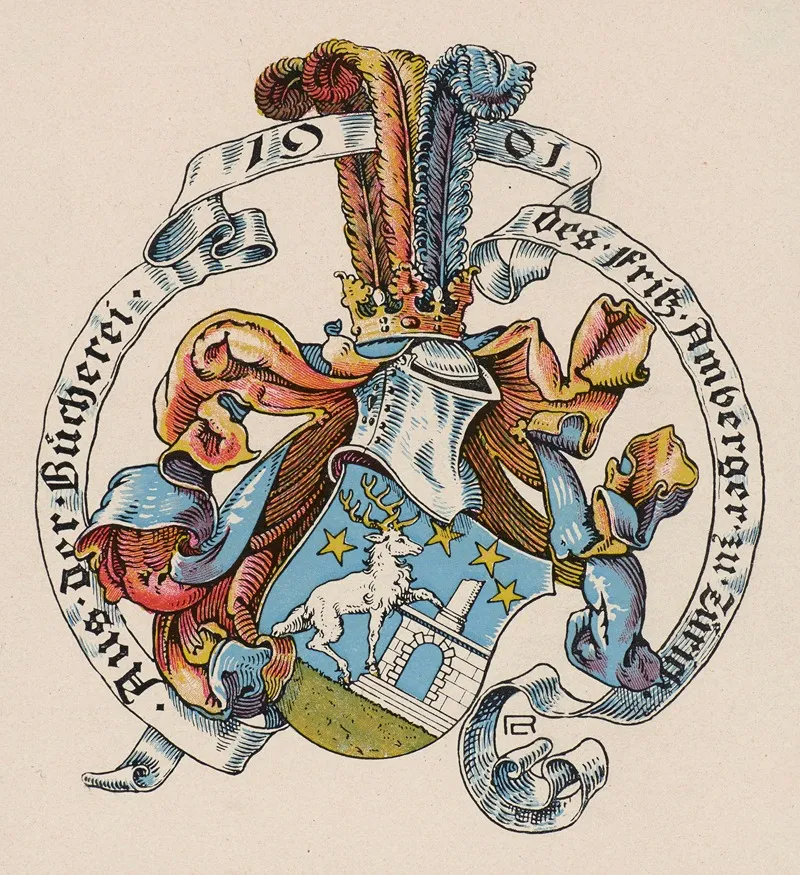 Bookplate Aus Der Bucherei Des Fritz Amberger Zu Zurich Wall Art by Lorenz Max Rheude - High-Resolution Digital Print