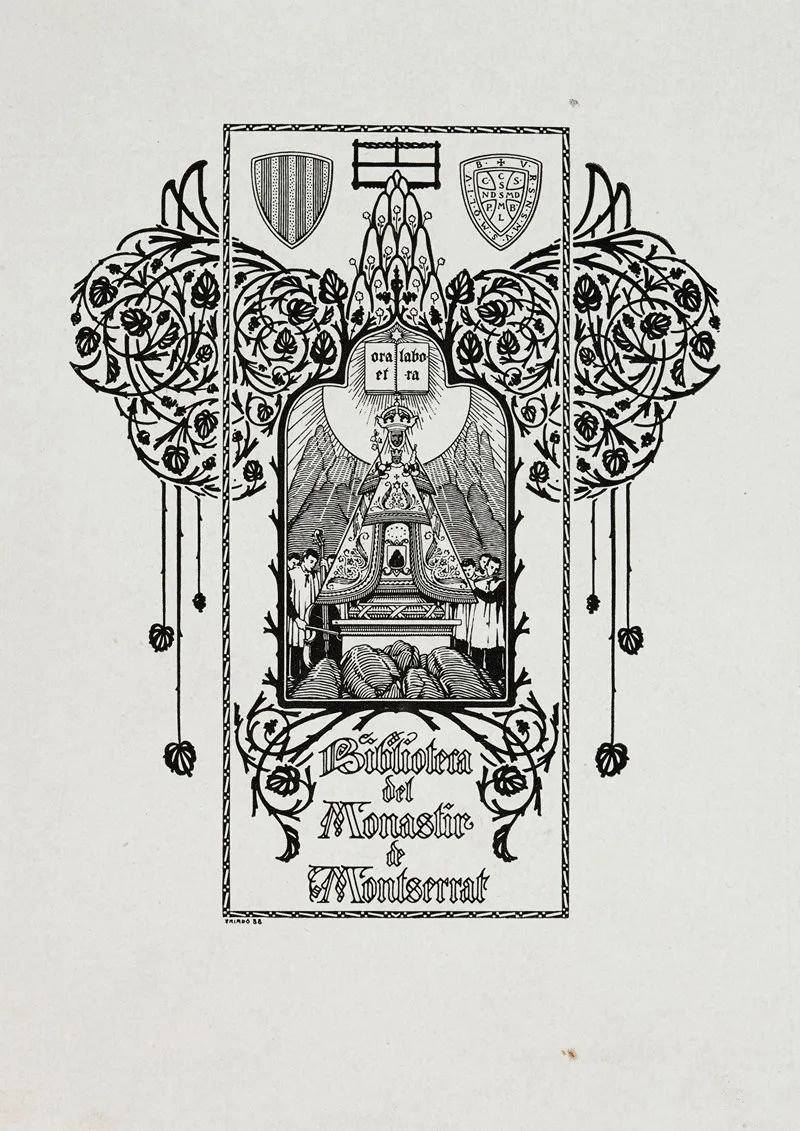 Bookplate Biblioteca Del Monastir De Montserrat Wall Art by José Triadó - High-Resolution Digital Print