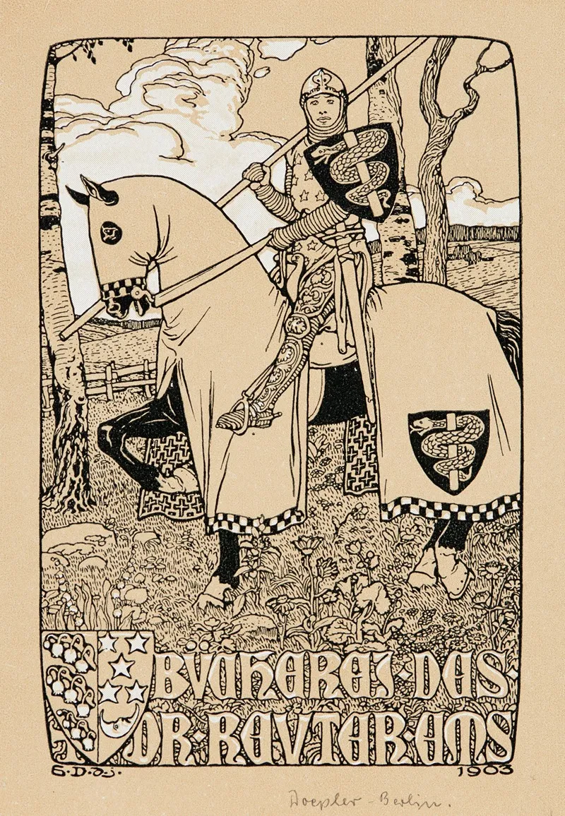 Bookplate Bucherei Des Dr Reuter Ems Wall Art by Emil Doepler - High-Resolution Digital Print