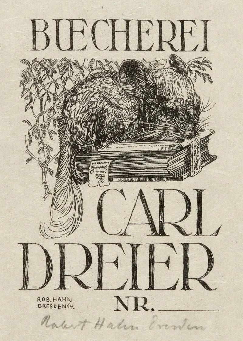 Bookplate Buecherei Carl Dreier Nr Wall Art by Robert Hahn - High-Resolution Digital Print