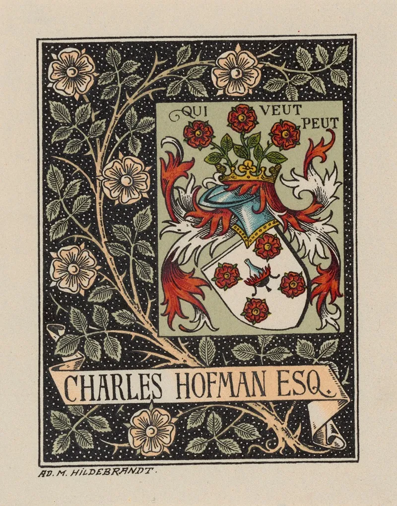 Bookplate Charles Hofman Esq Wall Art by Adolf Matthias Hildebrandt - High-Resolution Digital Print