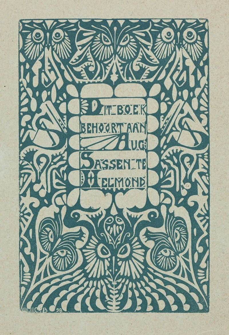 Bookplate Dit Boek Behoort Aan Aug Sassen Te Helmond Wall Art by Willem Coenraad Brouwer - High-Resolution Digital Print