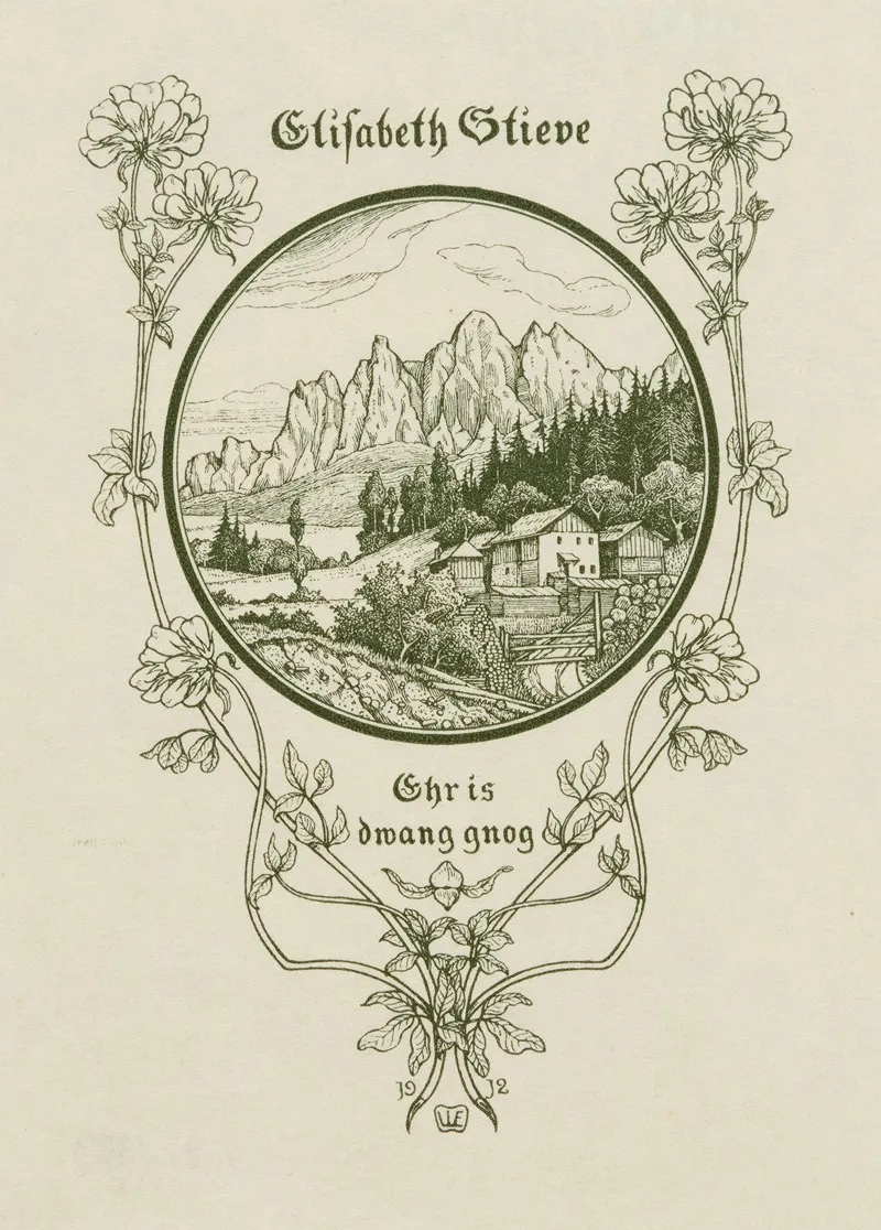 Bookplate Elisabeth Stieve Ehr Is Dwang Gnog