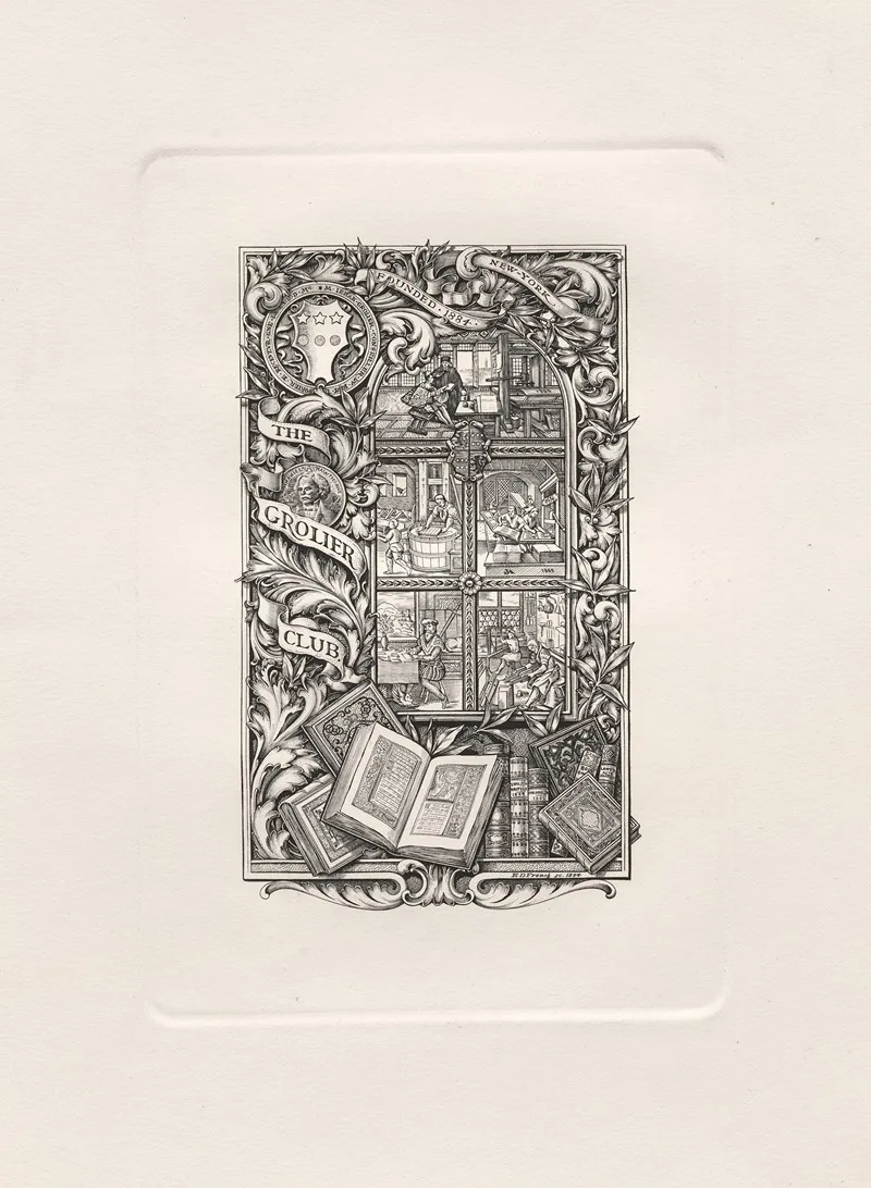 Bookplate For The Grolier Club Wall Art by Edwin Davis French - High-Resolution Digital Print