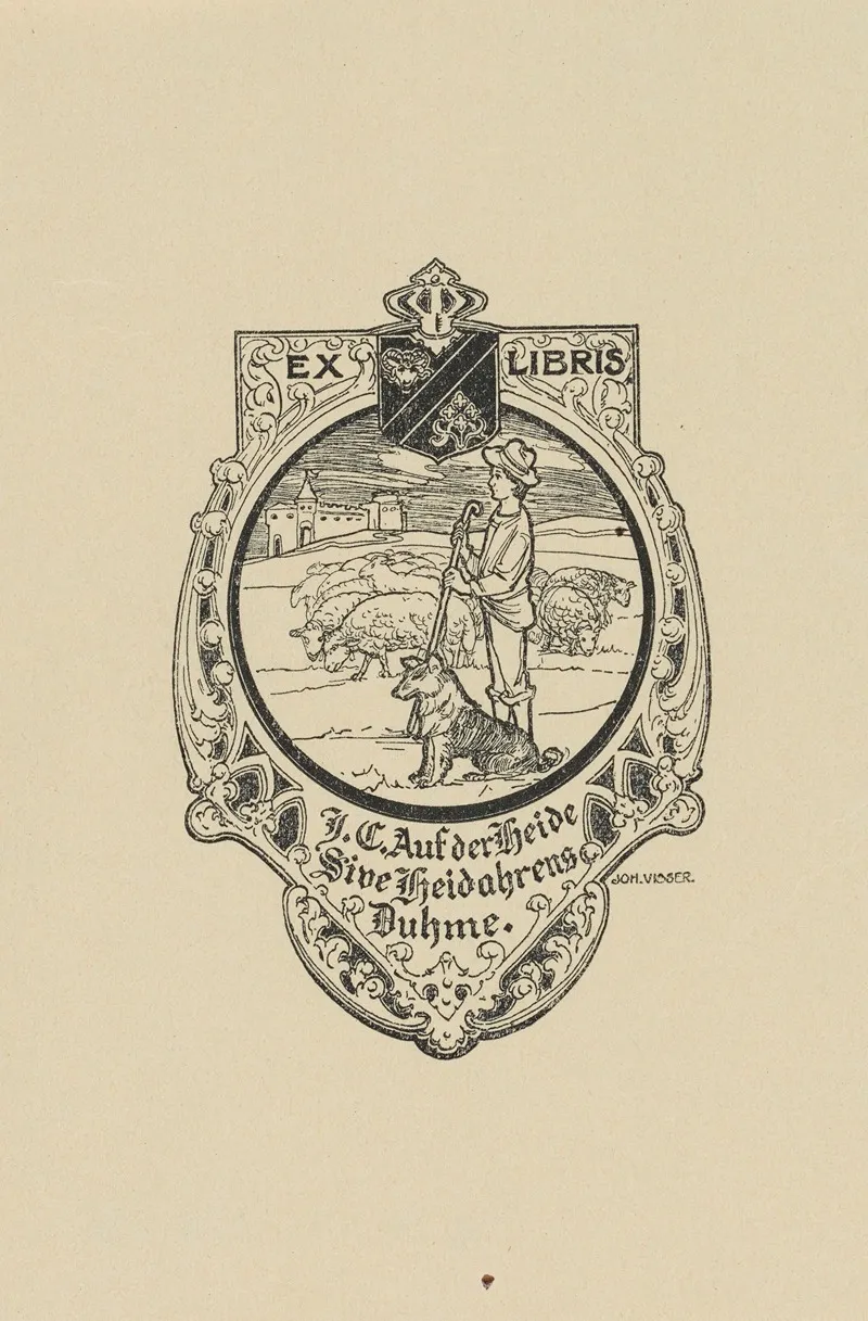 Bookplate J C Auf Der Heide Sive Heidahrens Duhme Wall Art by Johannes Visser - High-Resolution Digital Print