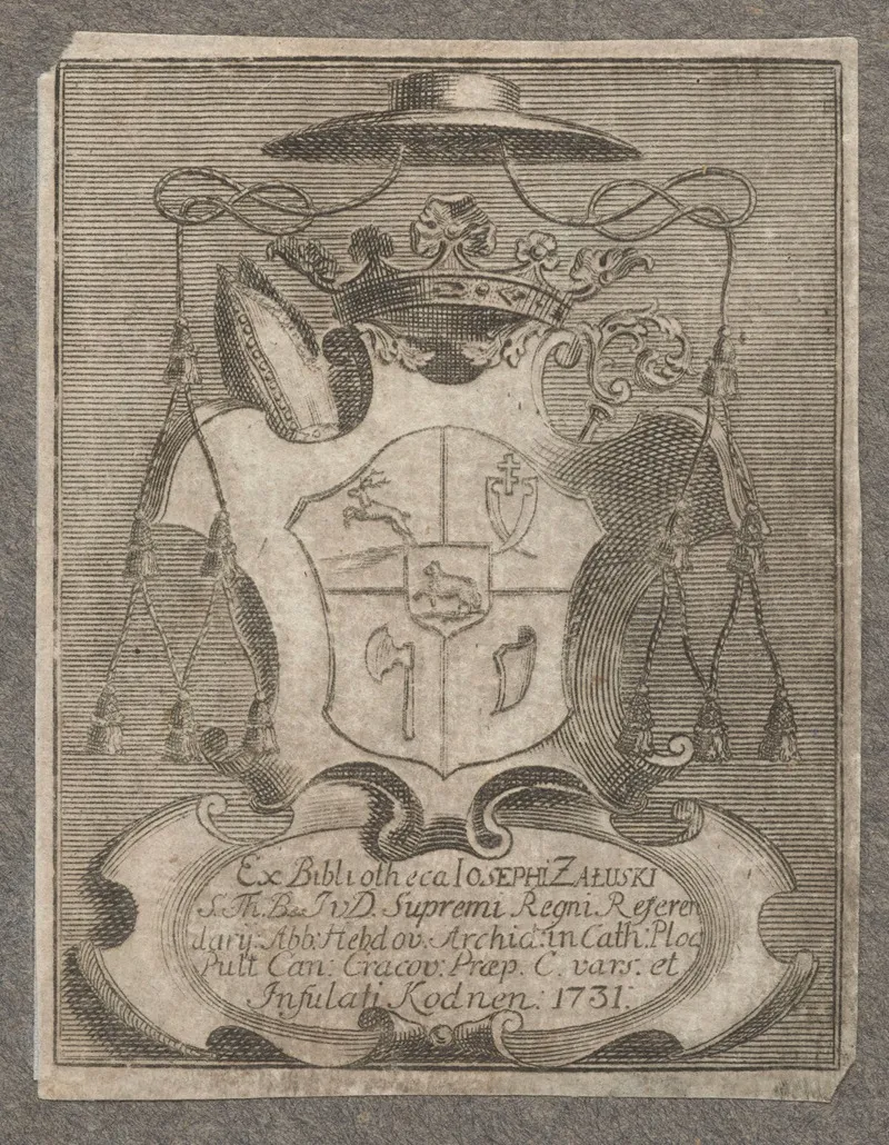 Bookplate Jozef Andrzej Zaluski Wall Art by Jan Fryderyk Mylius - High-Resolution Digital Print