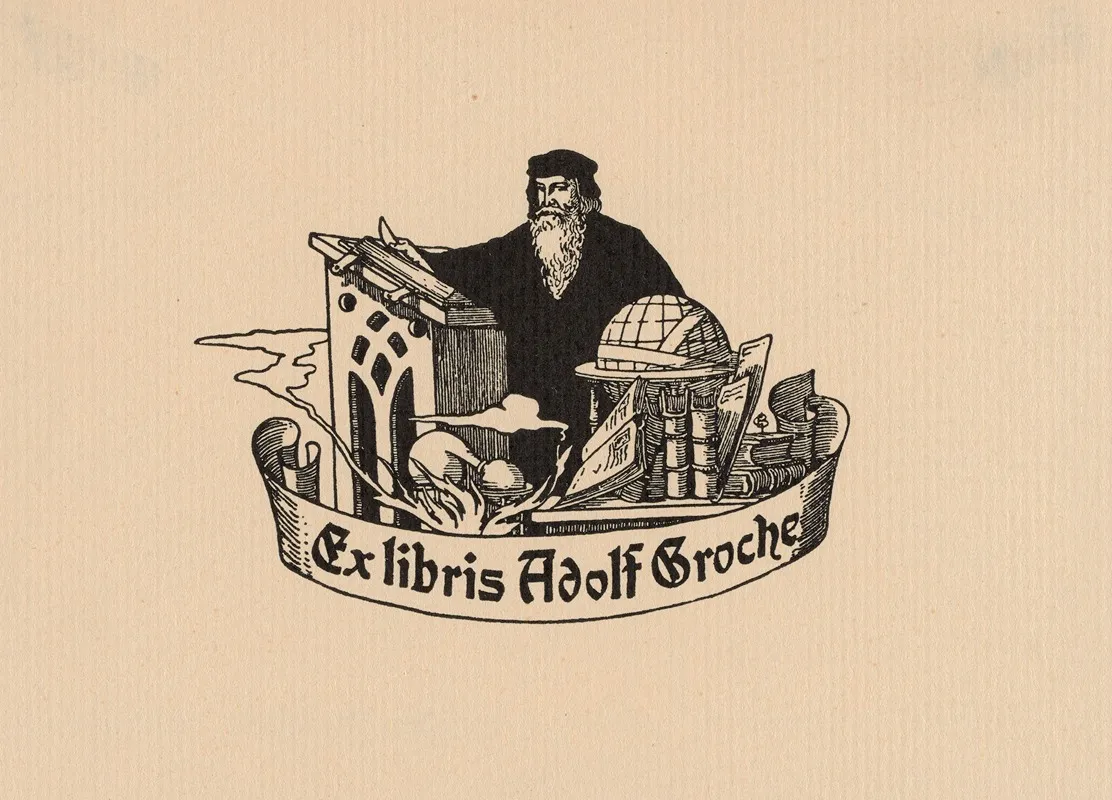 Bookplate Of Adolf Groche Wall Art by Georg Barlosius - High-Resolution Digital Print