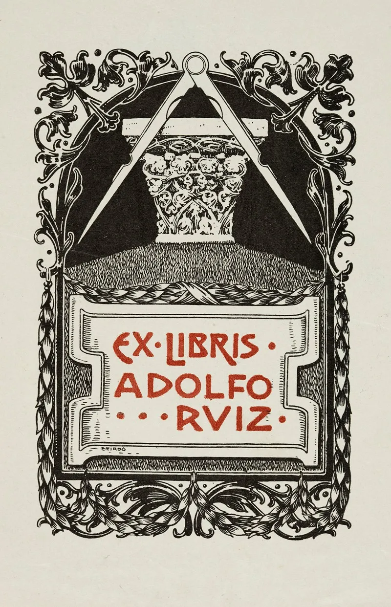 Bookplate Of Adolfo Ruiz 2 Wall Art by José Triadó - High-Resolution Digital Print