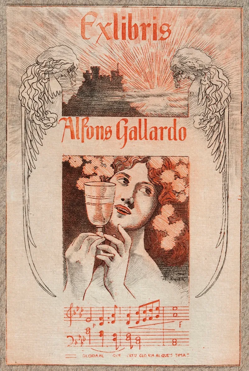 Bookplate Of Alfons Gallardo Wall Art by Alexandre de Riquer - High-Resolution Digital Print
