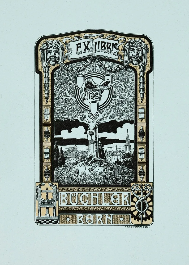Bookplate Of Buchler Bern Wall Art by Hans Eggimann - High-Resolution Digital Print