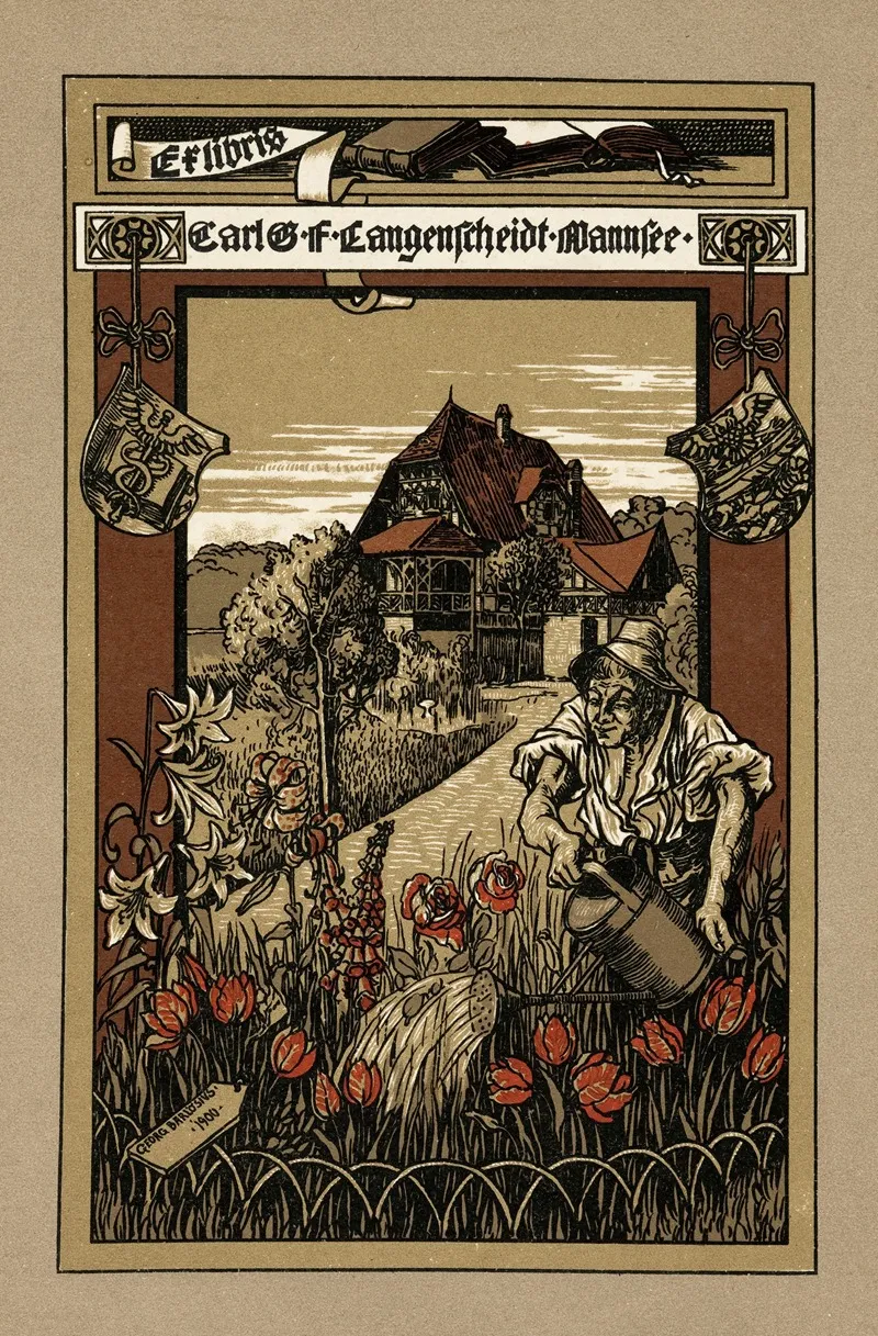 Bookplate Of Carl G F Langenscheidt Wannsee Wall Art by Georg Barlosius - High-Resolution Digital Print