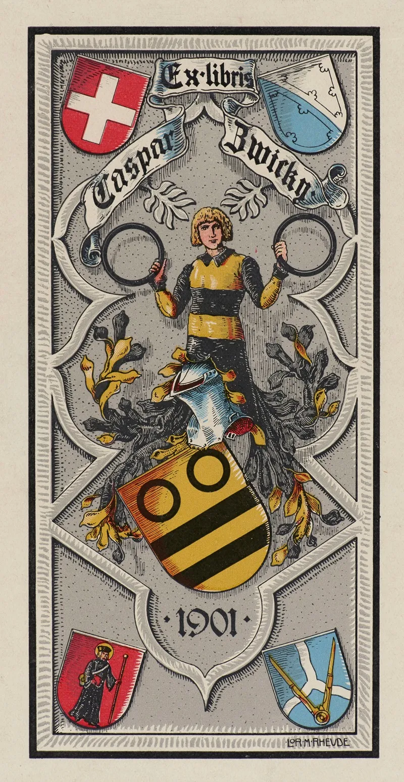 Bookplate Of Caspar Zwicky Wall Art by Lorenz Max Rheude - High-Resolution Digital Print