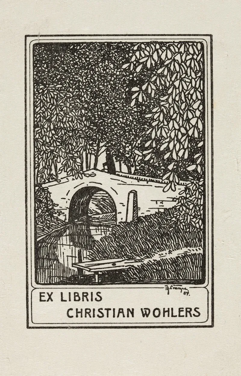 Bookplate Of Christian Wohlers Wall Art by Theodor Crampe - High-Resolution Digital Print
