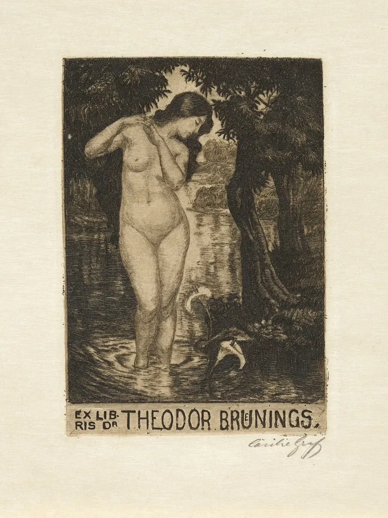 Bookplate Of Dr Theodor Bruenings Wall Art by Cäcilie Graf-Pfaff - High-Resolution Digital Print