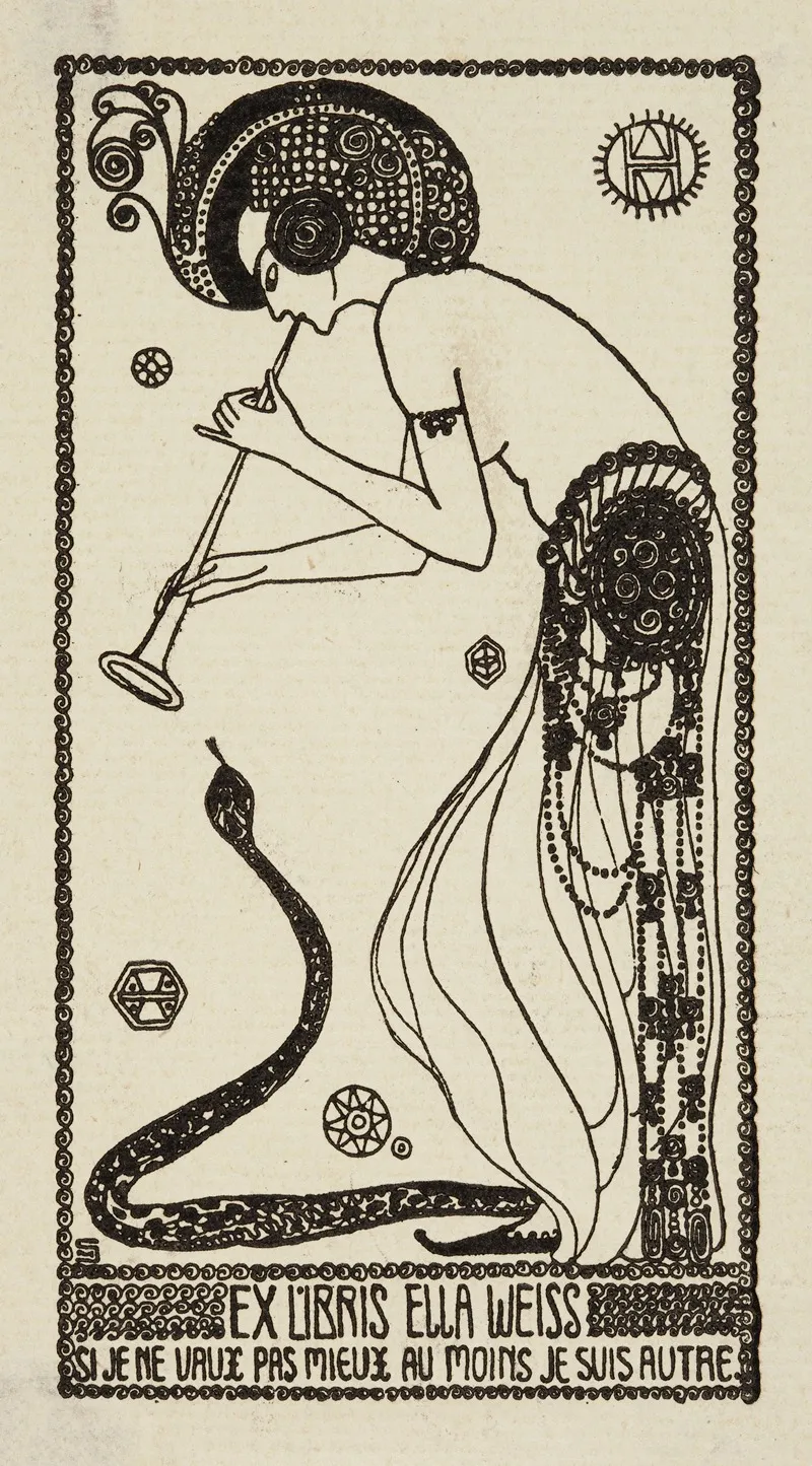 Bookplate Of Ella Weiss Si Je Ne Vaux Pas Mieux Au Moins Je Suis Autre Wall Art by Marianne Hitschmann-Steinberger - High-Resolution Digital Print