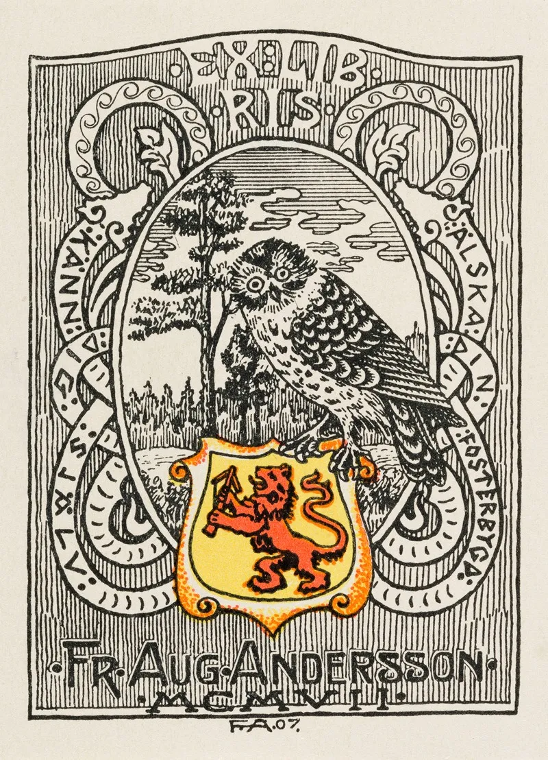 Bookplate Of Fr Aug Andersson Mcmvii Wall Art by Fredrik August Andersson - High-Resolution Digital Print