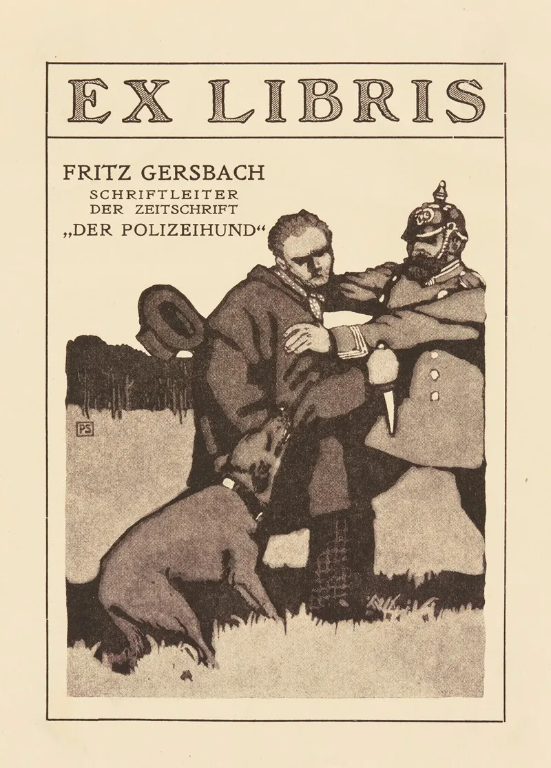Bookplate Of Fritz Gersbach Schriftleiter Der Zeitschrift Der Polizeihund