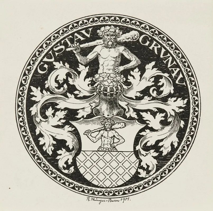 Bookplate Of Gustav Grunau Wall Art by Rudolf Münger - High-Resolution Digital Print