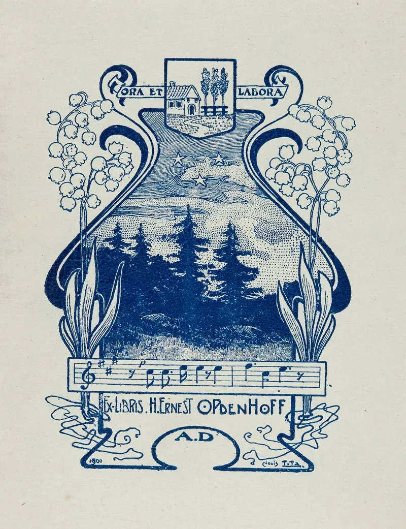 Bookplate Of H Ernest Opdenhoff Ora Et Labora