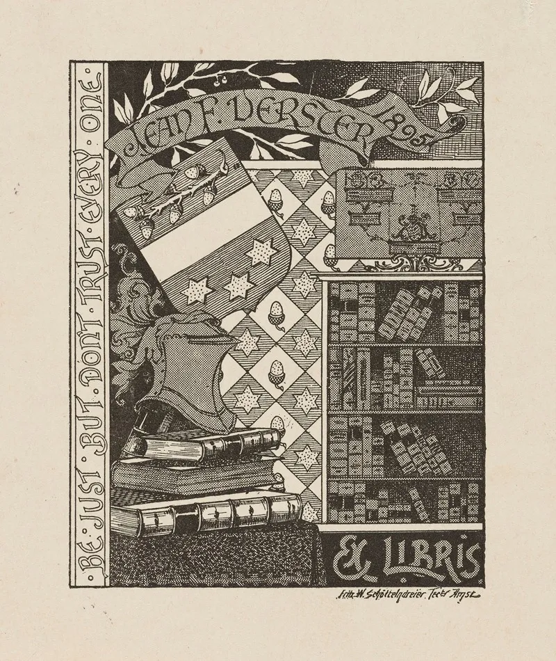 Bookplate Of Jean F Verster 2 Wall Art by Frederik Willhelm Schöttelndreier - High-Resolution Digital Print