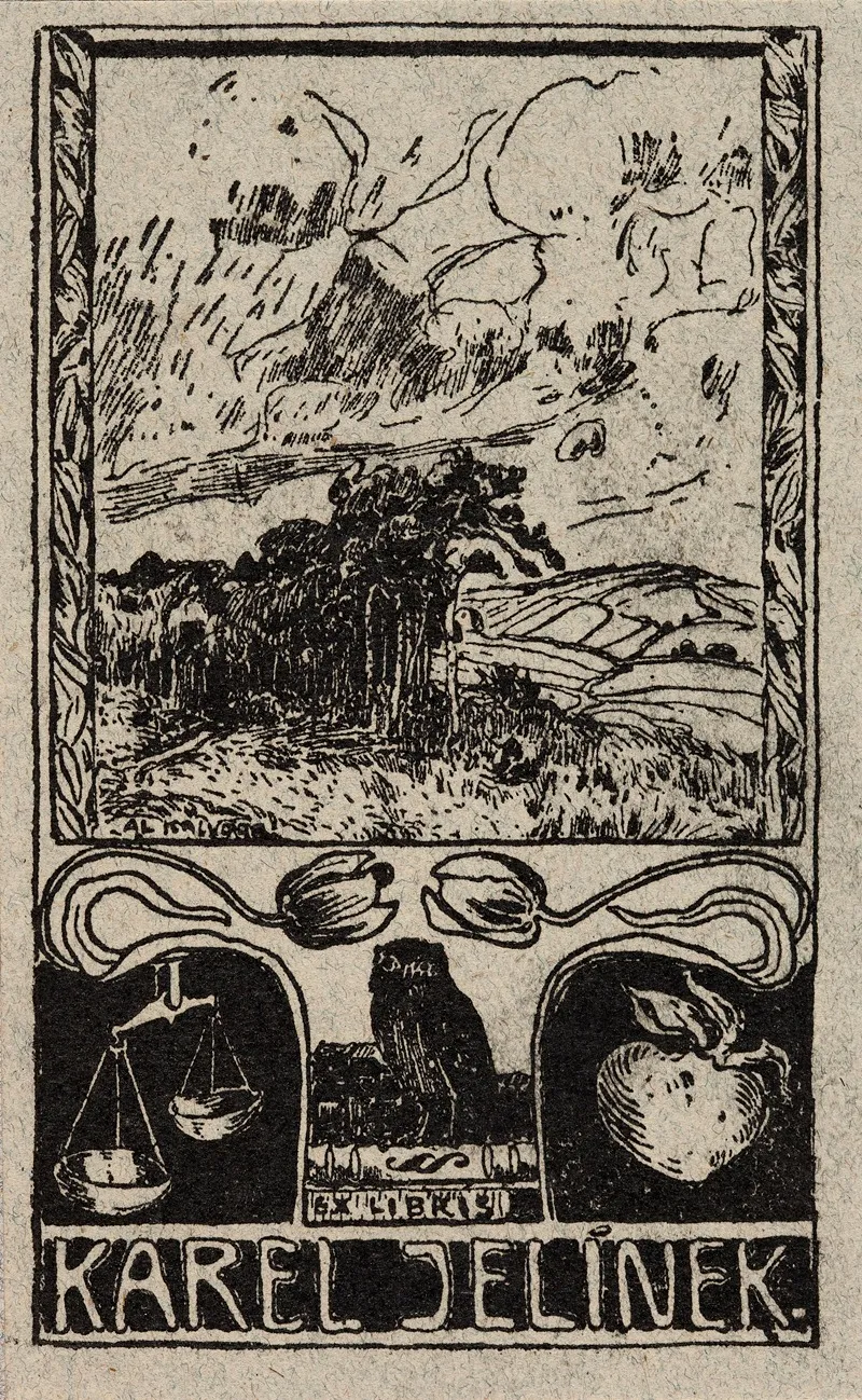 Bookplate Of Karel Jelinek Wall Art by Alois Kalvoda - High-Resolution Digital Print