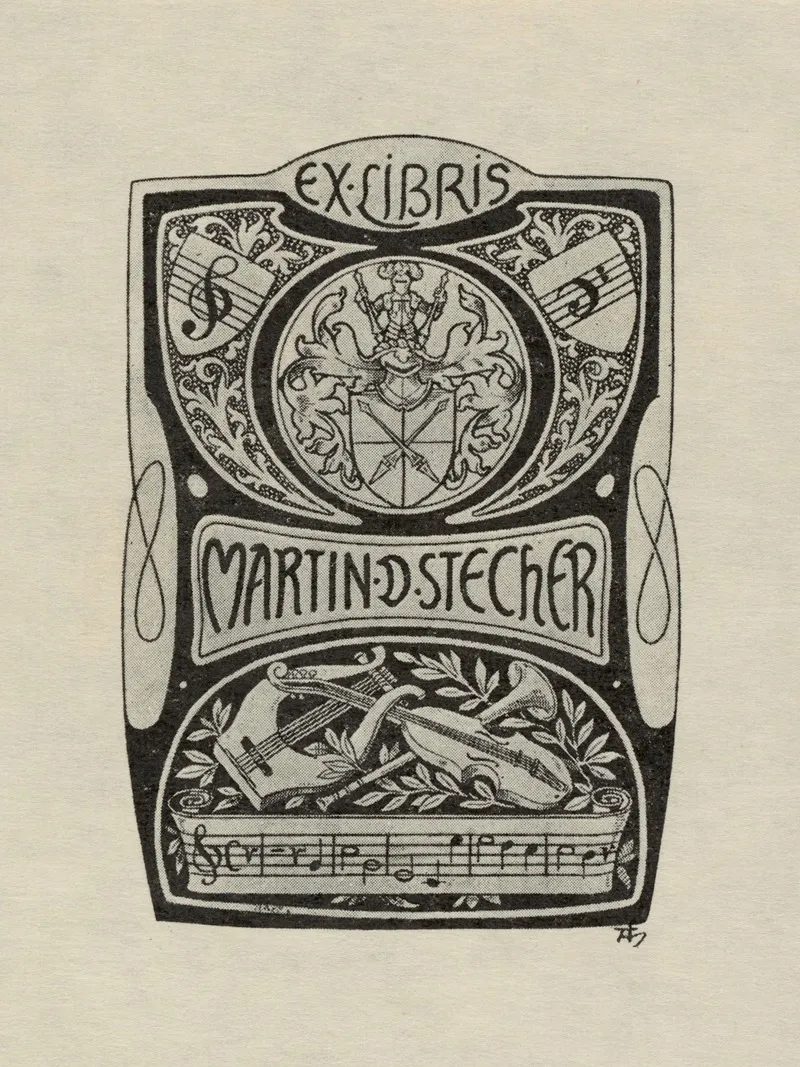 Bookplate Of Martin D Stecher Wall Art by Adolf Matthias Hildebrandt - High-Resolution Digital Print