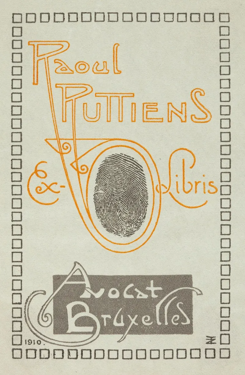 Bookplate Of Raoul Ruttiens Avocat Bruxelles