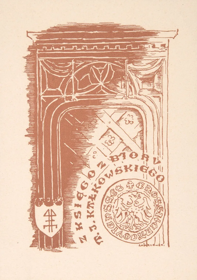 Bookplate Of Tadeusz Kalkowski 1899 1979 2 Wall Art by Władysław Zakrzewski - High-Resolution Digital Print