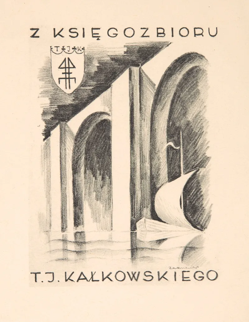 Bookplate Of Tadeusz Kalkowski 1899 1979 Wall Art by Władysław Zakrzewski - High-Resolution Digital Print