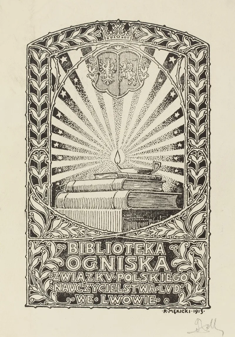 Bookplate Of The Iibrary Of The Poiish Teachers Association In Lviv