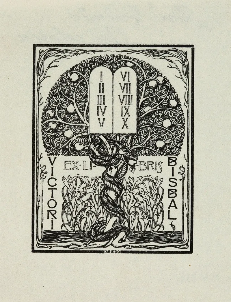 Bookplate Of Victori Bisbal Wall Art by José Triadó - High-Resolution Digital Print