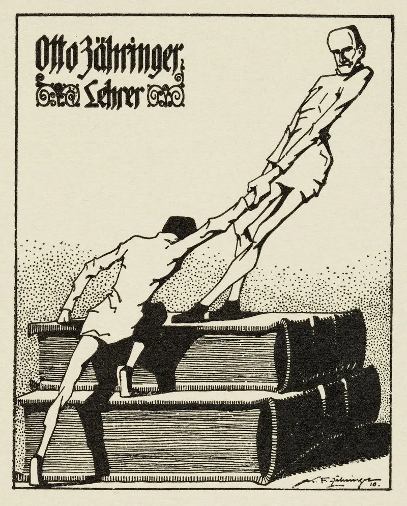 Bookplate Otto Zahringer Lehrer Wall Art by Karl Friedrich Zähringer - High-Resolution Digital Print