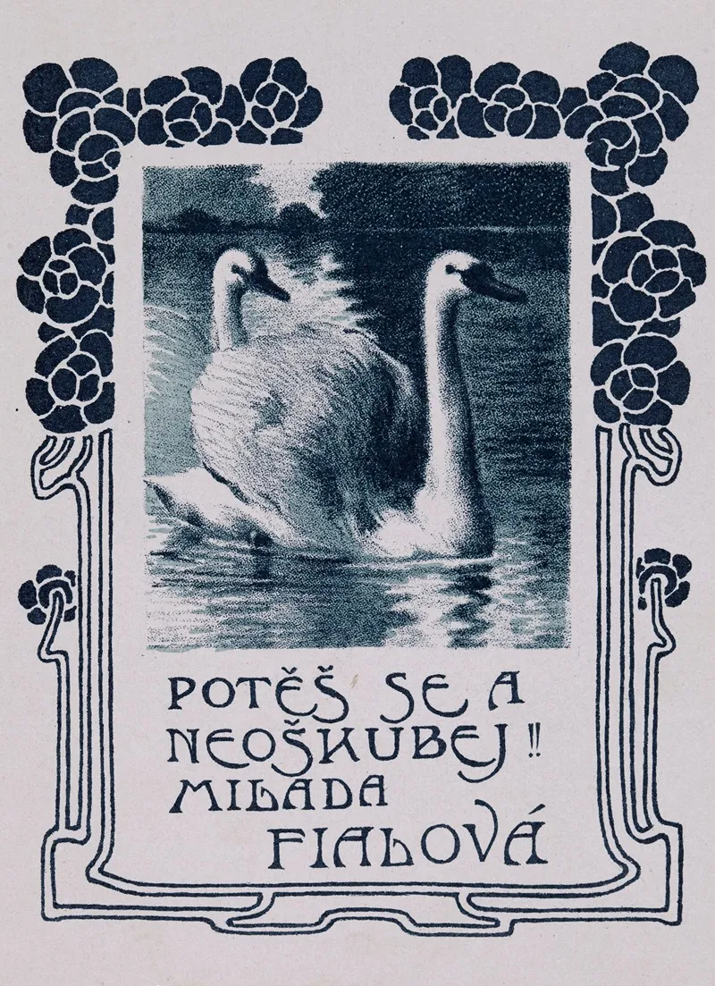Bookplate Potes Se A Neoskubej Milada Fialova Wall Art by Oskar Fiala - High-Resolution Digital Print