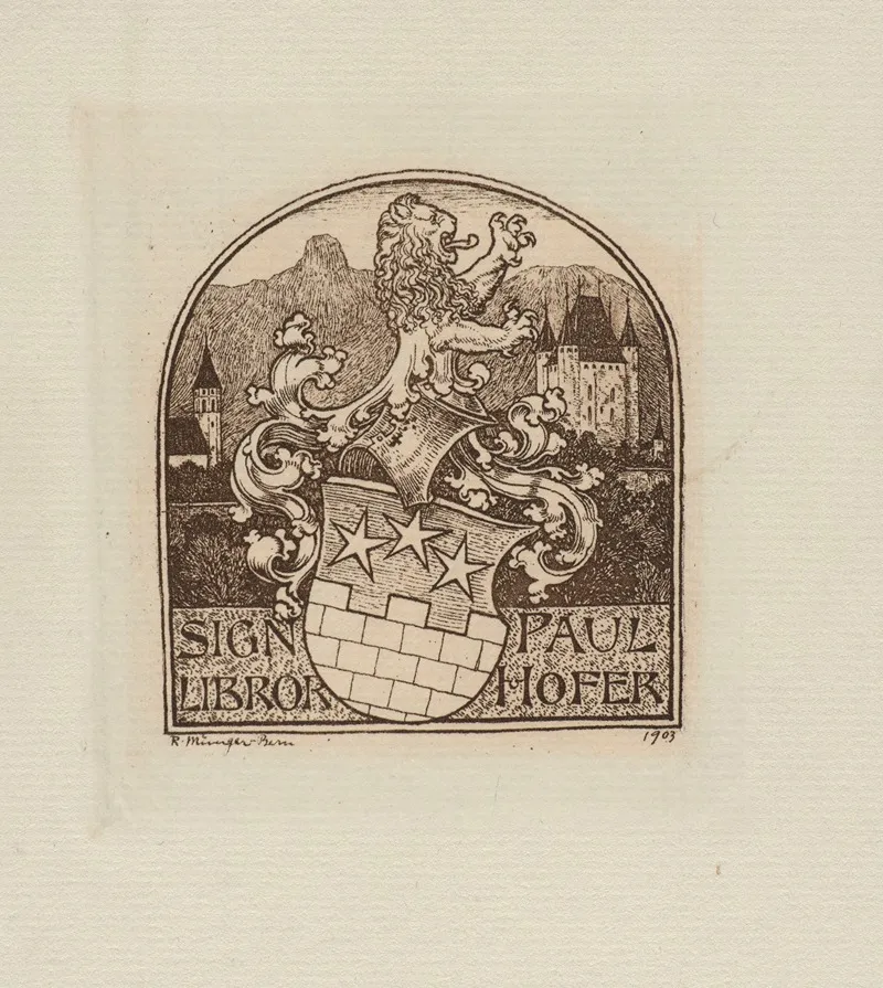 Bookplate Sign Libror Paul Hofer Wall Art by Rudolf Münger - High-Resolution Digital Print