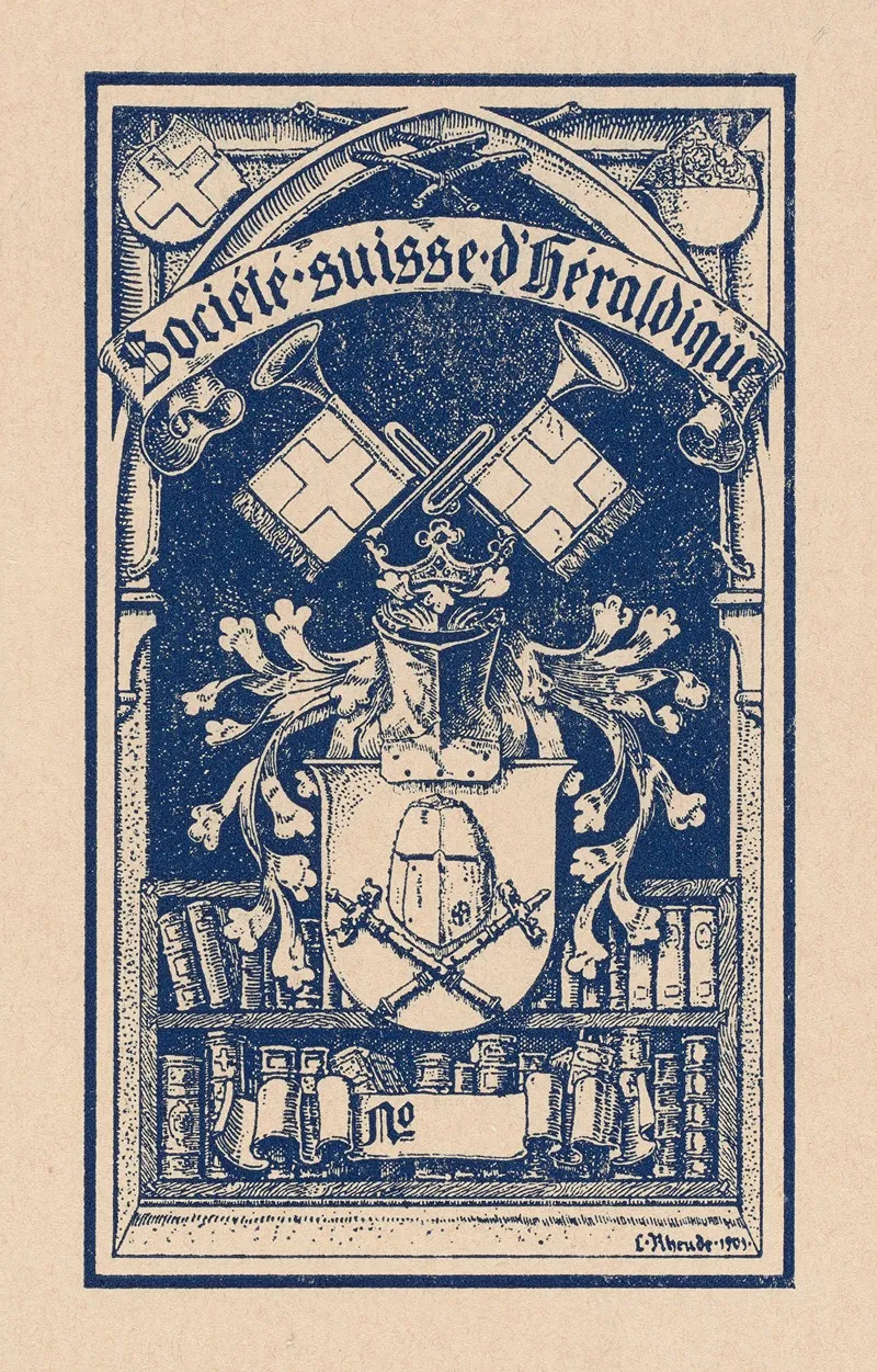 Bookplate Societe Suisse Dheraldique Wall Art by Lorenz Max Rheude - High-Resolution Digital Print