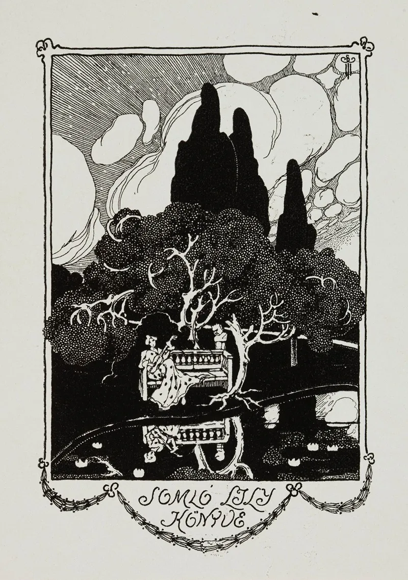 Bookplate Somlo Lily Konyve Wall Art by Émil Sarkadi - High-Resolution Digital Print