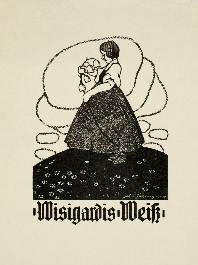 Bookplate Wisigardis Weiss Wall Art by Karl Friedrich Zähringer - High-Resolution Digital Print