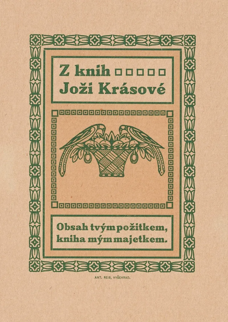 Bookplate Z Knih Jozi Krasove Obsah Tvym Pozitkem Kniha Mym Majetkem Wall Art by Antonín Reis - High-Resolution Digital Print