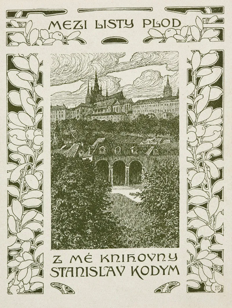 Bookplate Z Me Knihovny Stanislav Kodym Mezi Listy Plod Wall Art by Oskar Fiala - High-Resolution Digital Print