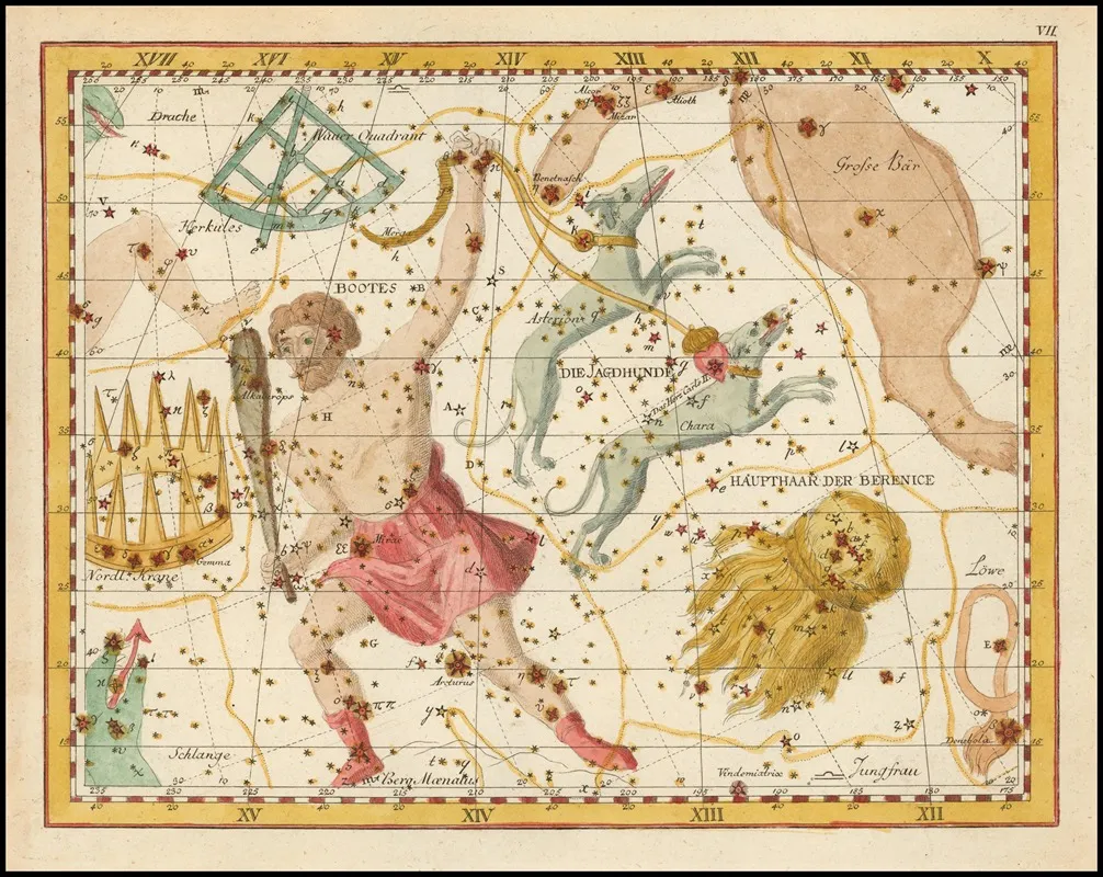 Bootes Mons Moenalus Asterion Chara Venatici Coma Berenices Wall Art by Johann Elert Bode - High-Resolution Digital Print
