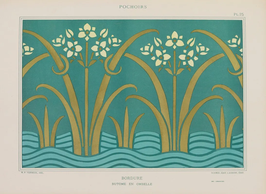 Bordure Butome En Ombelle Wall Art by Maurice Pillard Verneuil - High-Resolution Digital Print