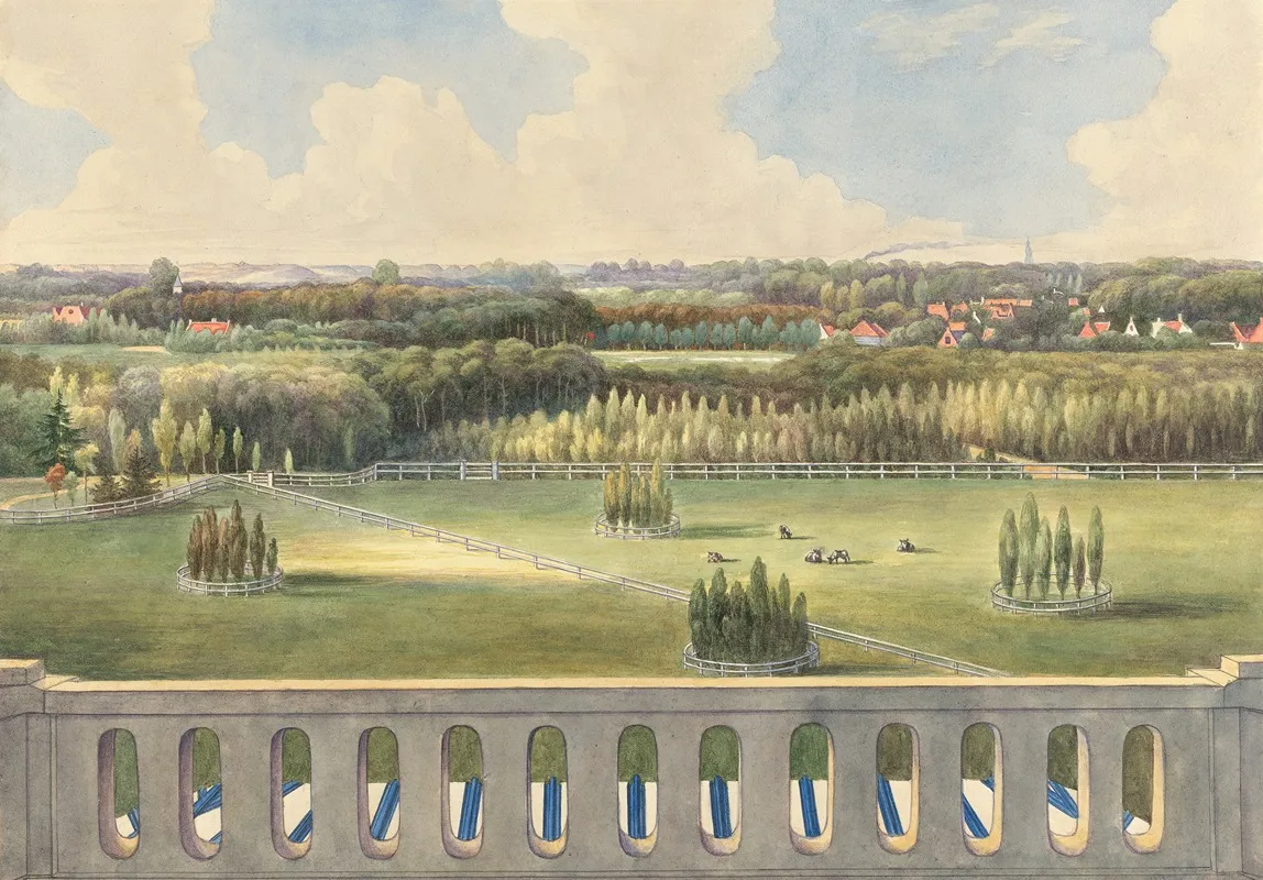 Boschbeek View From Turret Towards Posthuis Blanchisferies Haarlem And Zantvaard Wall Art by Gerrit Jan Schouten - High-Resolution Digital Print
