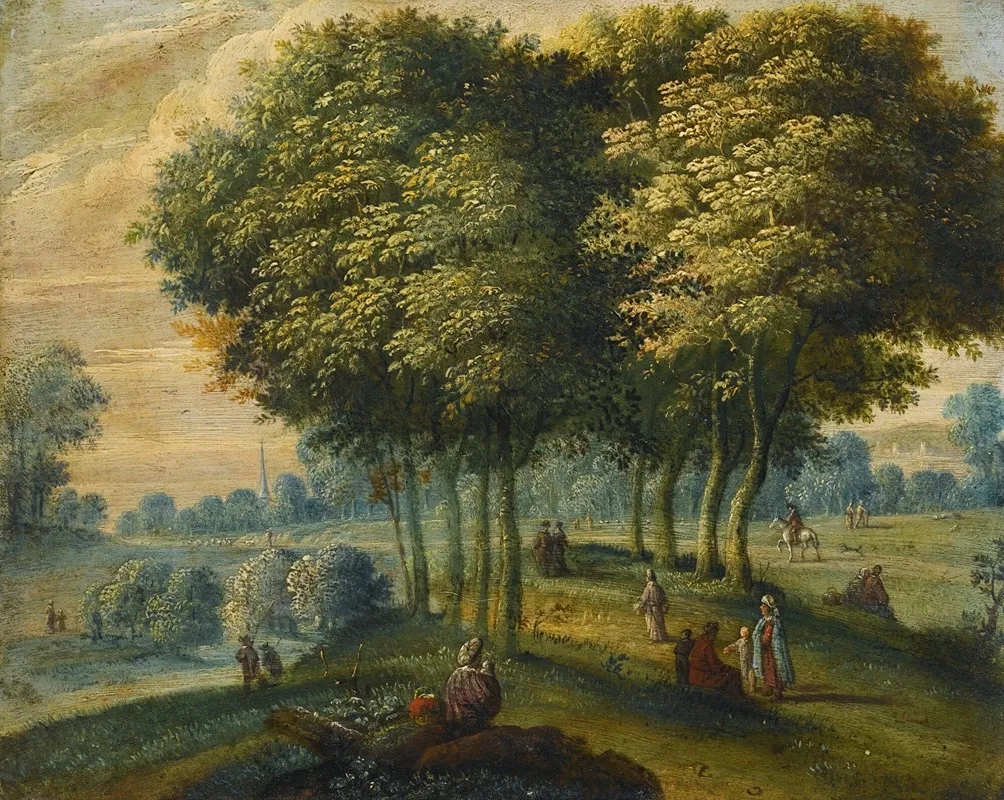 Bosky Landscape With Figures Wall Art by Flemish School - High-Resolution Digital Print
