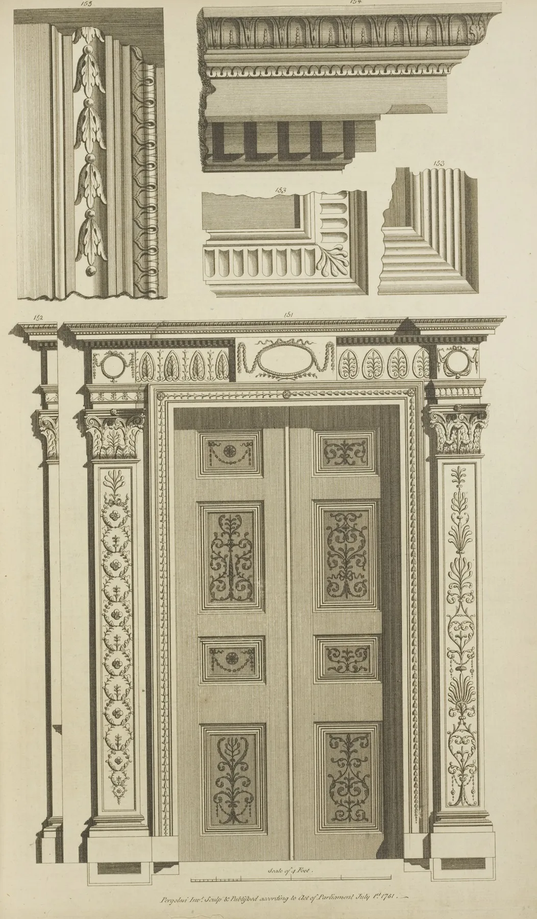 Bottom Design Of Paneled Door And Door Frame Wall Art by Michael Angelo Pergolesi - High-Resolution Digital Print