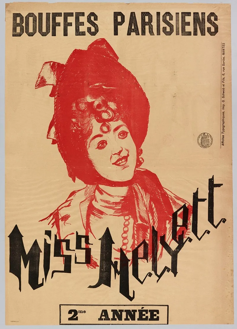 Bouffes Parisiens Miss Helyett Wall Art by Imp. Schwob et fils - High-Resolution Digital Print