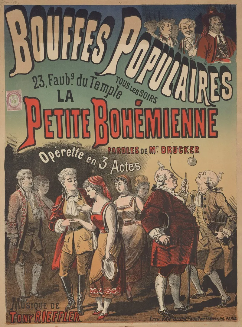 Bouffes Populaires La Petite Bohemienne Wall Art by Lith. Van Geleyn - High-Resolution Digital Print